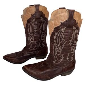 Coconuts by Matisse Cimarron Cowboy Boots Women's 9 Brown Western Stitch Leather